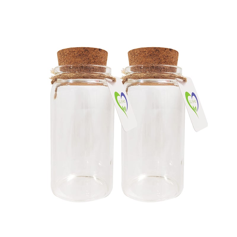ELYSAID 2pcs Empty Clear Glass Bottles Vials With Cork Stopper Storage Jars 47mm Bottle Diameter (47x90x33mm 100ml) - Image 3